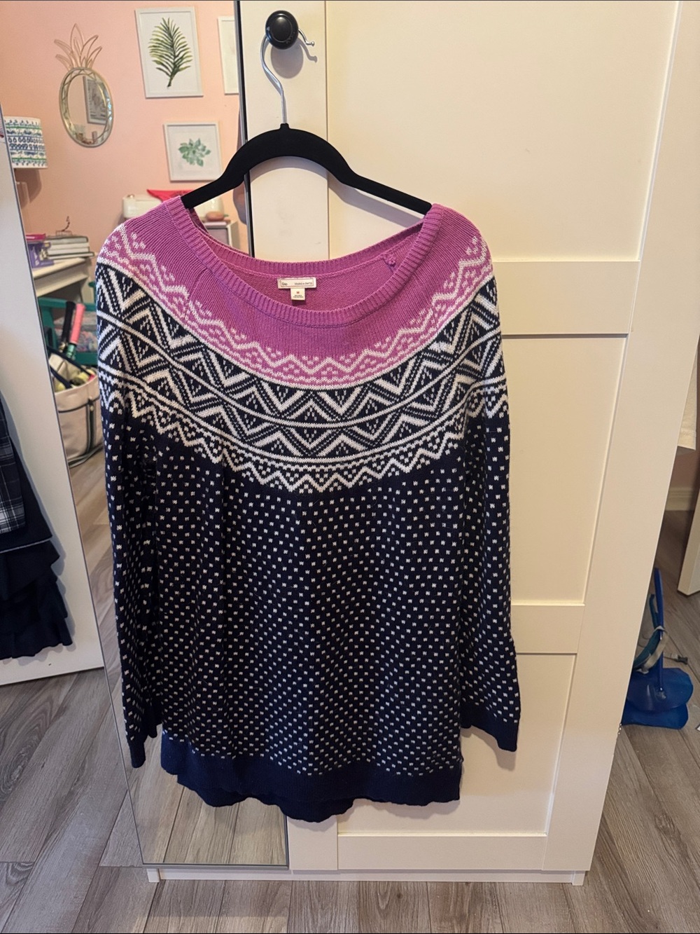 GAP Navy, White & Pink Fair Isle Sweater Dress